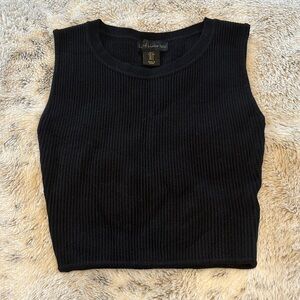 House of Harlow 1960 Black Ribbed Crop Top